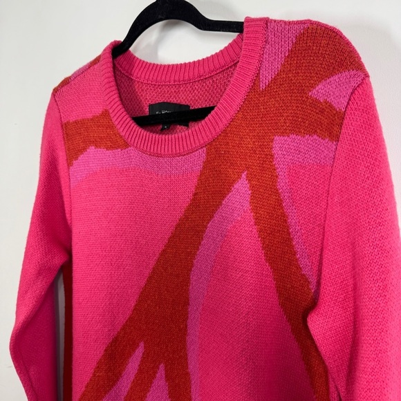 11 Honoré  Elegant Pink Red Abstract Long Cozy Knit Long Sleeve Dress - Picture 5 of 16